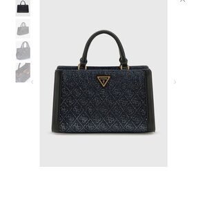 Guess dili denim Quilted Satchel with Gold Hardware